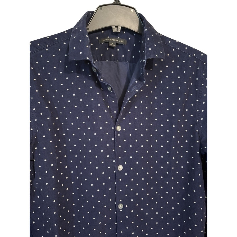John Varvatos U.S.A. Long Sleeve Button Up Shirt Mens S Blue White Star Pattern - Picture 3 of 16